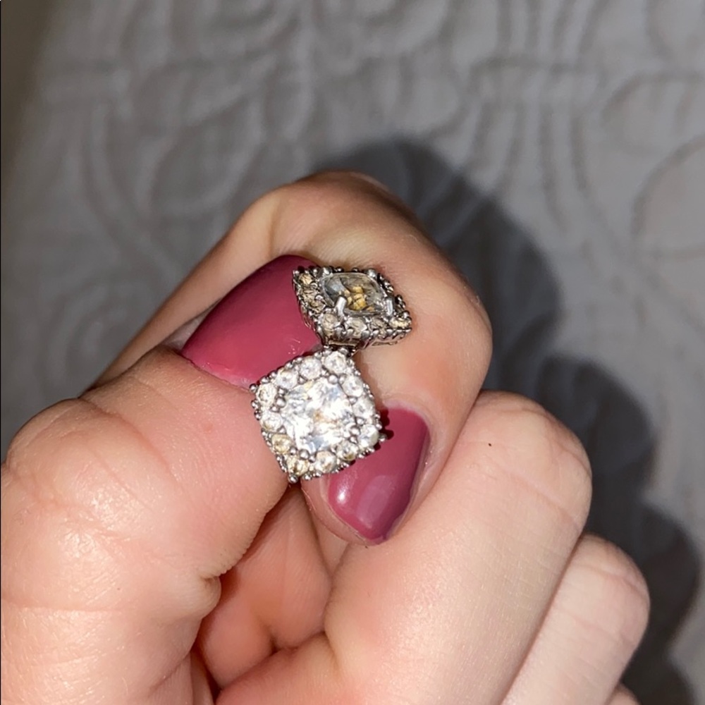 Square white sapphire earrings